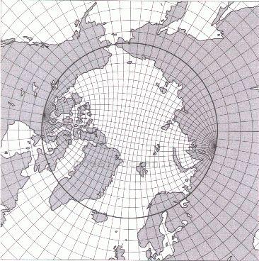 Рис. 4. Координатная система модели в Арктике